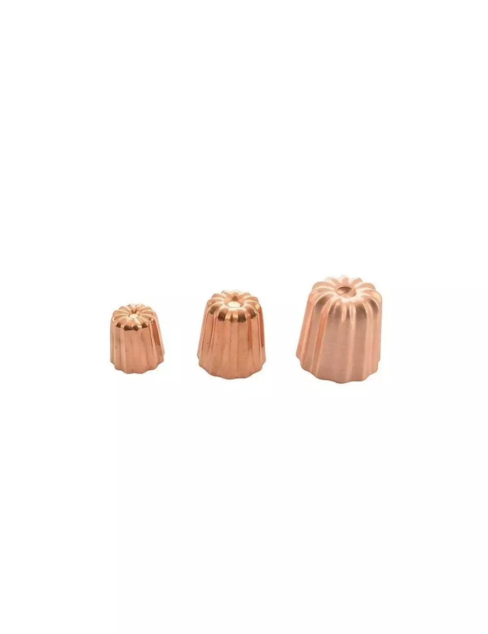 Grilo 811007 Lot de 4 Moules à Cannelé Cuivre Intérieur Étamé Petit Modèle  3,5 cm