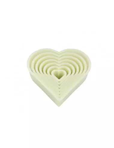 BOX OF 7 PLAIN HEART-SHAPED CUTTERS - POLYGLASS