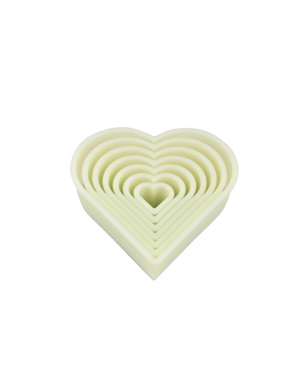 BOX OF 7 PLAIN HEART-SHAPED CUTTERS - POLYGLASS