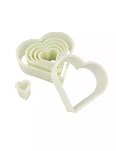 BOX OF 7 PLAIN HEART-SHAPED CUTTERS - POLYGLASS