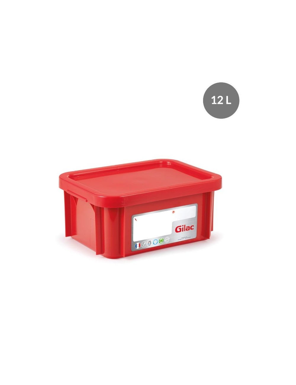 BAC DE STOCKAGE RECTANGULAIRE HACCP AVEC COUVERCLE - 12 L