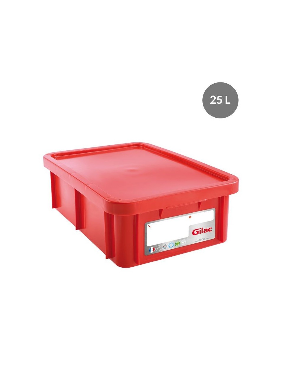 BAC DE STOCKAGE RECTANGULAIRE HACCP AVEC COUVERCLE - 25 L