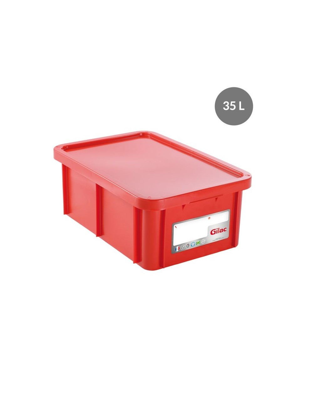 BAC DE STOCKAGE RECTANGULAIRE HACCP AVEC COUVERCLE - 35 L