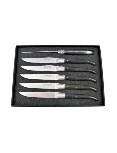 COFFRET 6 COUTEAUX DE TABLE - LAGUIOLE - EBENE