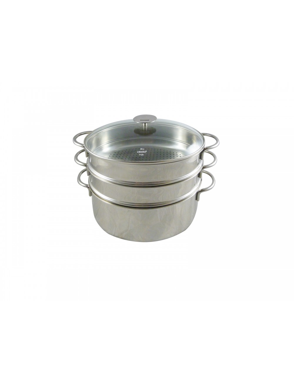 OVAL STEAM POT WITH 2 LEVELS - 30 CM - STAINLESS STEEL