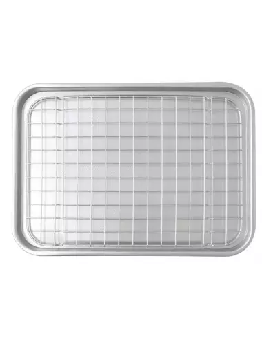 PLAT INOX AVEC GRILLE 40 x 28 x 3 CM