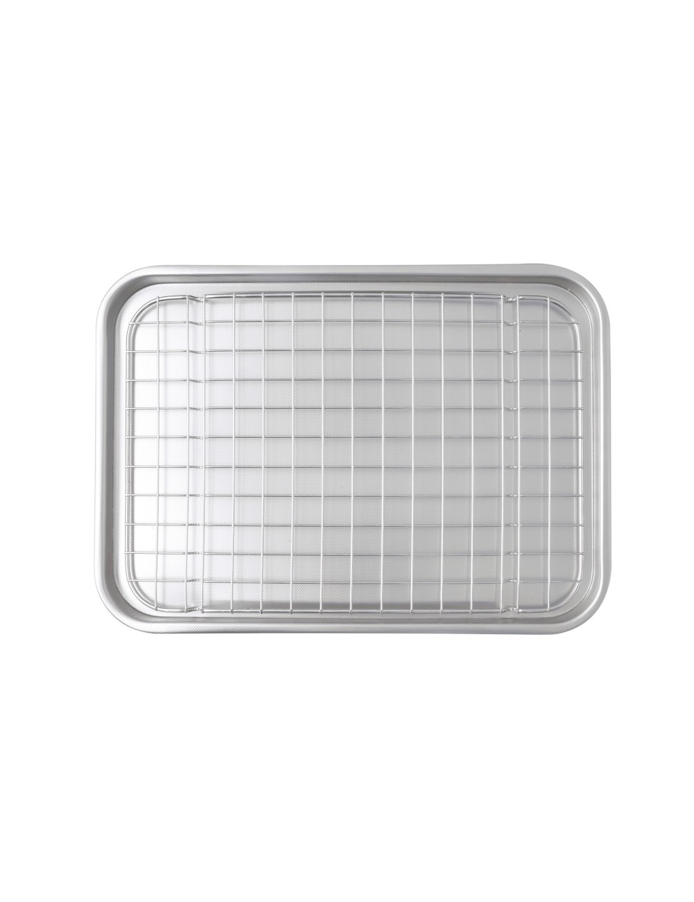 PLAT INOX AVEC GRILLE 40 x 28 x 3 CM