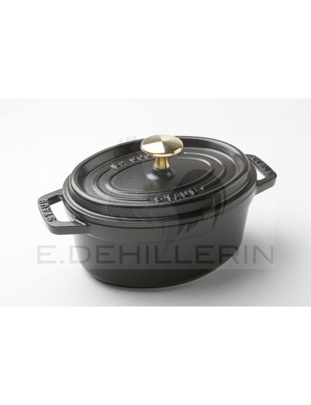 Matt Black Enamelled Oval Cast Iron Casserole Cooking Pot Cast